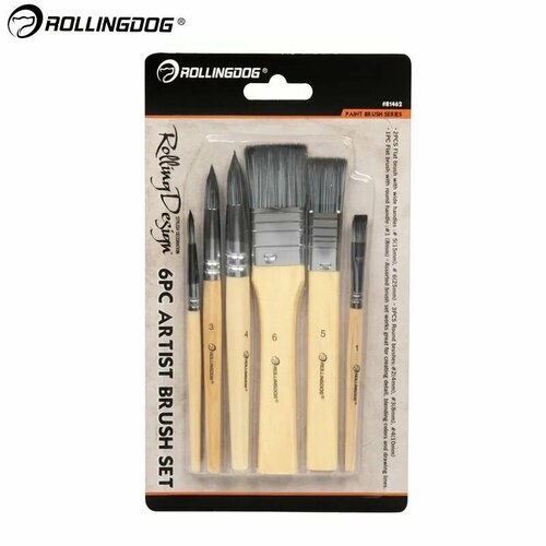 Набор кистей Rollingdog 4 8 8 10 15 25мм синтетика серия Standard 759₽