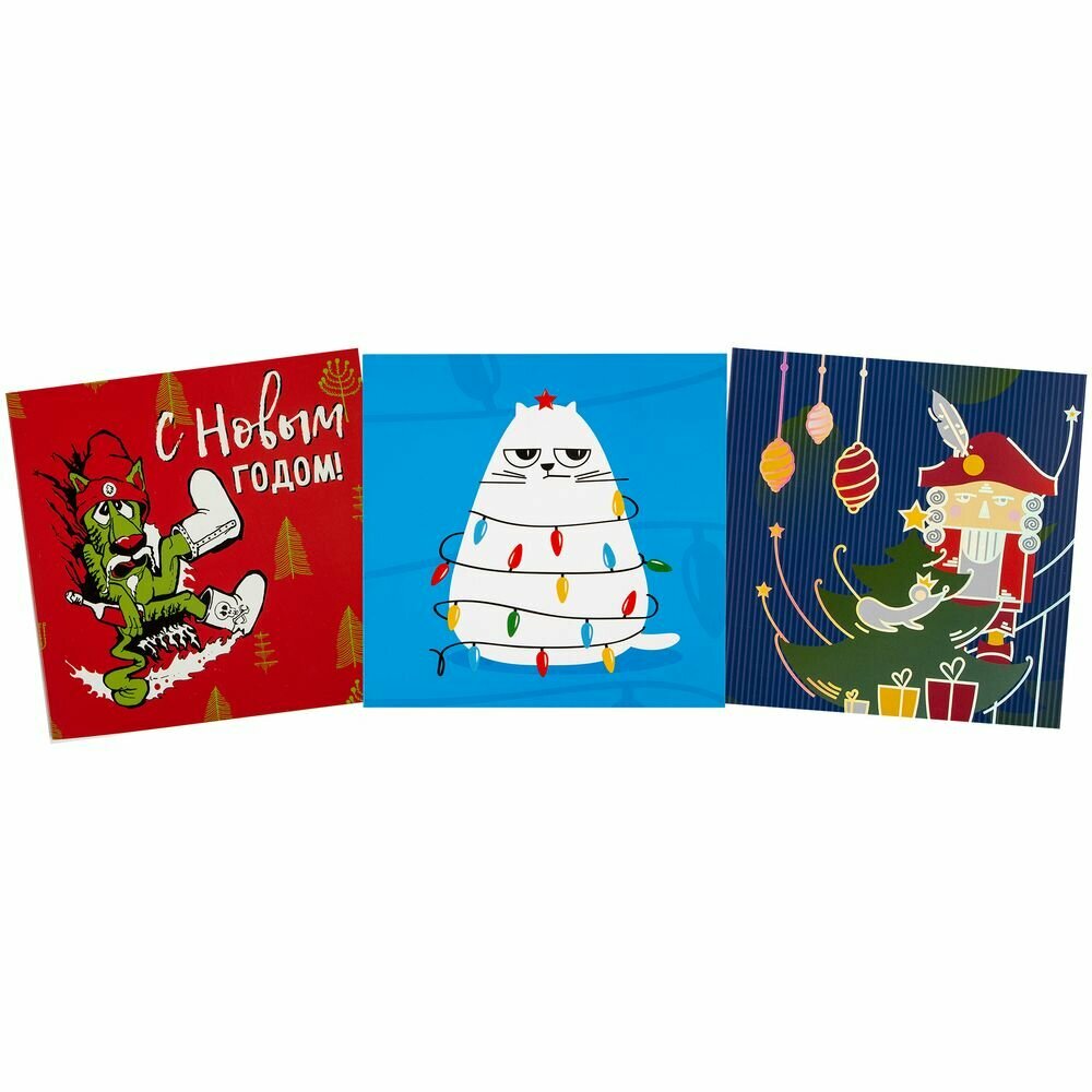 Набор Warmest Wishes: 3 открытки с конвертами упаковка: 17х17 см; открытка 145х29 см открытки - картон