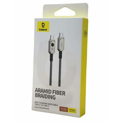 фото Кабель-зарядка type-c на type-c baseus unbreakable 100w 1м (p10355800221-00) stellar white