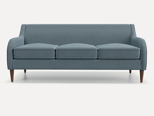 Изображение товара Дизайнерский прямой диван Soft Element Вектор Light Blue, трехместный, велюр, светло-синий, современный стиль, на дачу