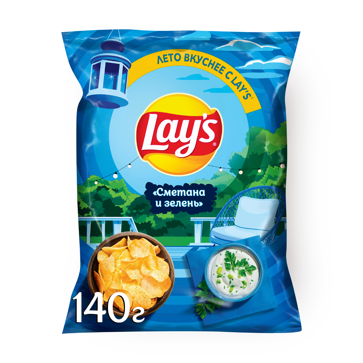 Чипсы Lays Сметана и Зелень 140г - фото №9