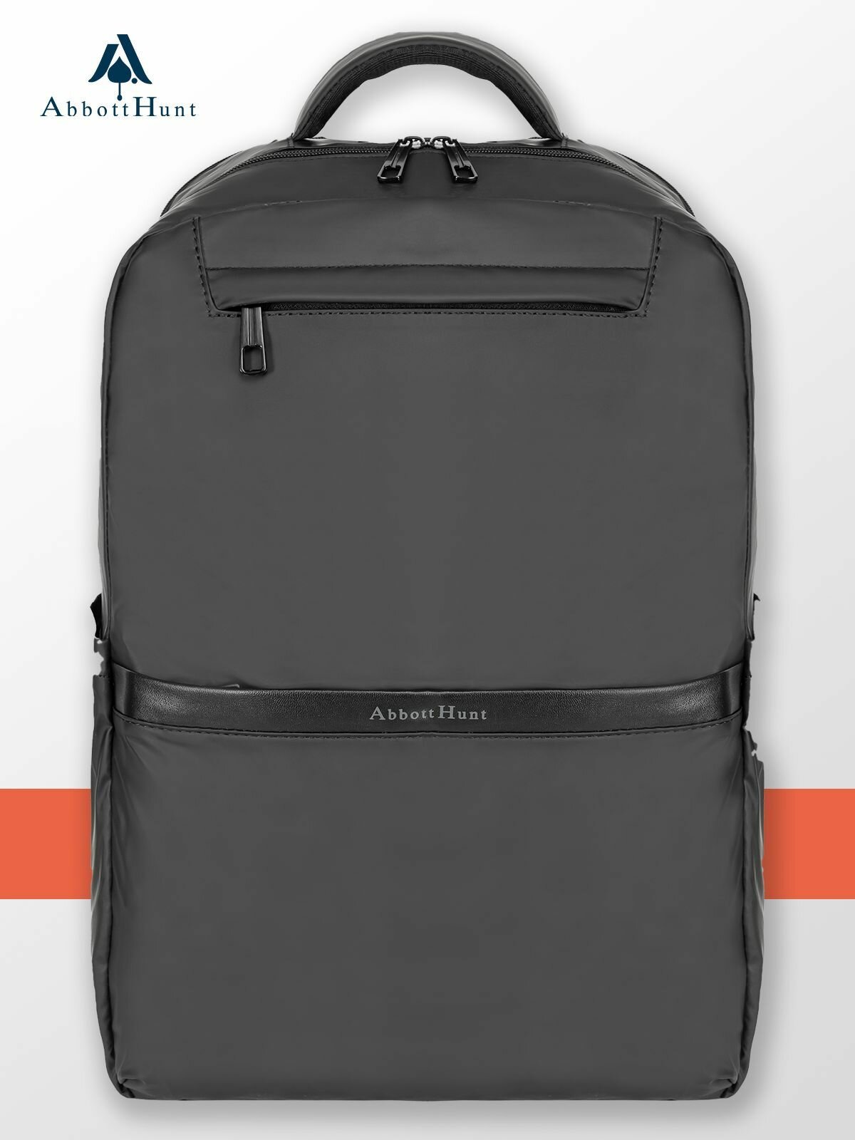 Рюкзак мужской AbbottHunt, нейлоновый, для ноутбука, водоотталкивающий, вмещает А4, черный — фото 1