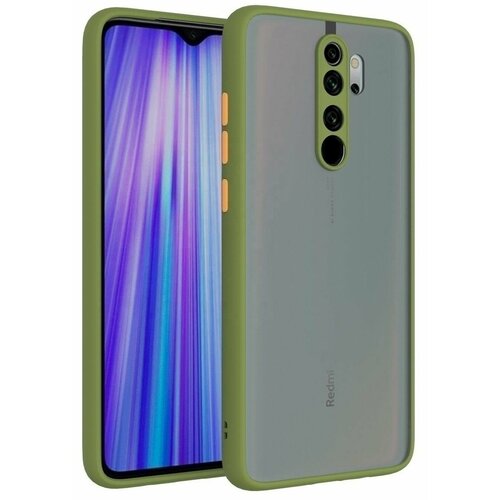 Накладка пластиковая матовая для Xiaomi Redmi 9 с силиконовой окантовкой хаки