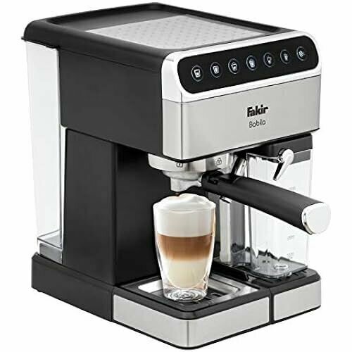 Fakir BabilaКофемашина с сенсорным цифровым экраном держателем фильтра для эспрессо насадкой для вспенивания молока для капучино и латте серебристый 1350 Вт 28 x 21 x 29 см 4123600₽