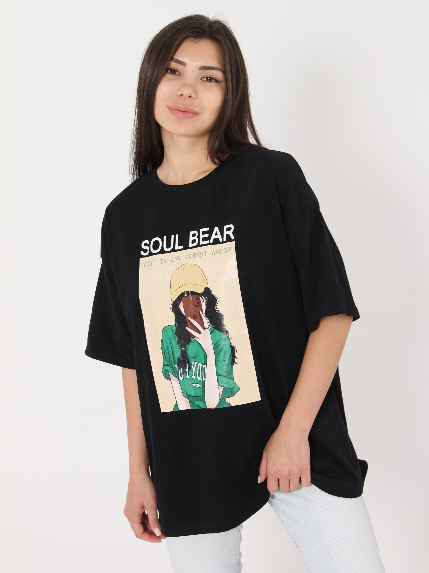 Футболка LOOKTOP, 1 шт., размер 42-48, чёрный