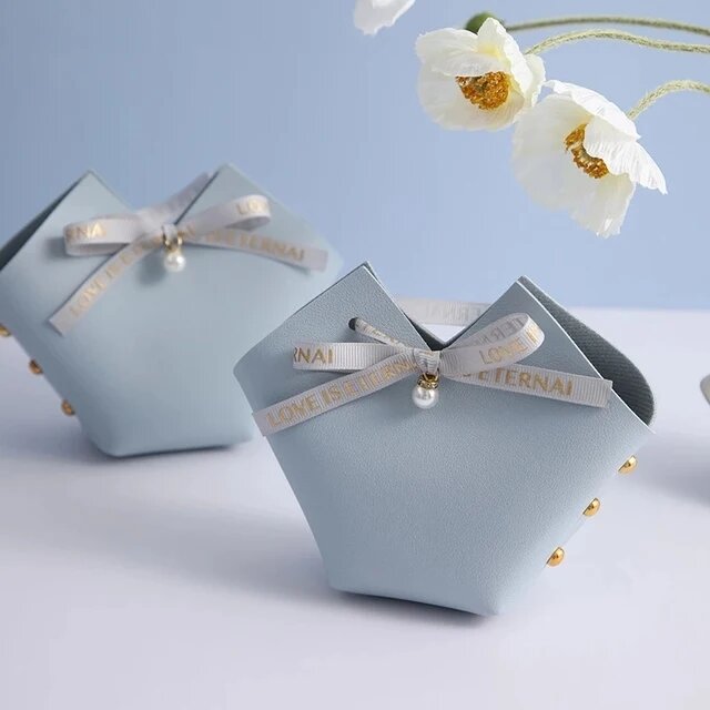 Кожаные подарочные пакеты набор 15 шт. C-Love blue