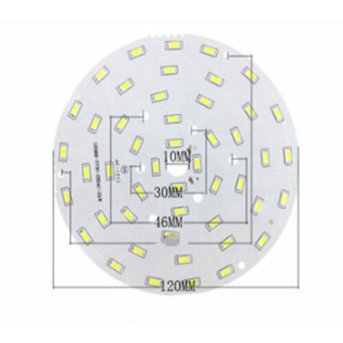 Светодиодный модуль\плата алюминиевая D120мм 24W DC72V 48led smd 5730, белый нейтральный свет 4500K