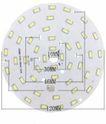 Светодиодный модуль\плата алюминиевая D120мм 24W DC72V 48led smd 5730, белый нейтральный свет 4500K
