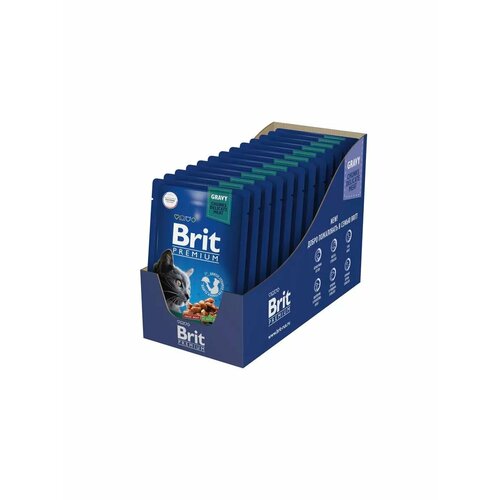 Влажный корм пауч Brit Premium для кошек утка в соусе, упаковка 14 шт * 85 гр