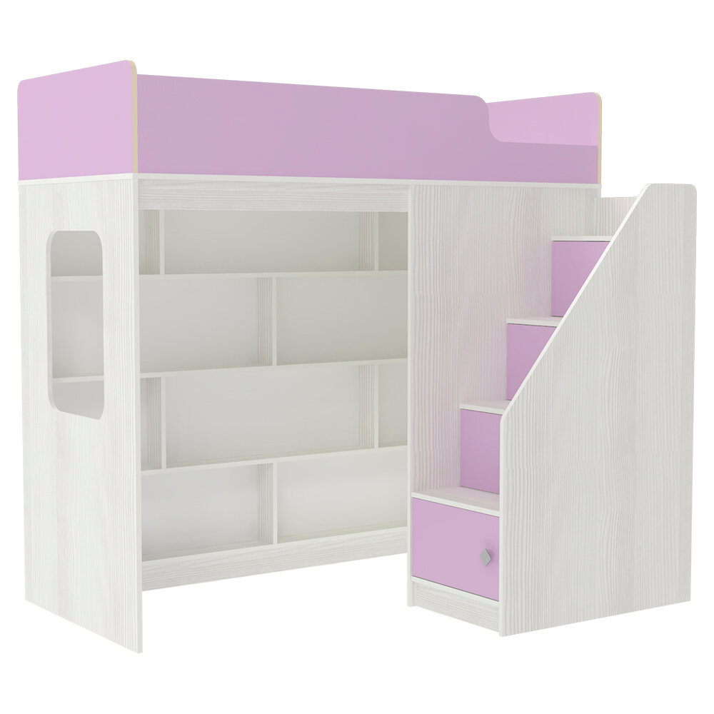 Кровать чердак Л-С603.3 80х190 Белое Дерево Ирис