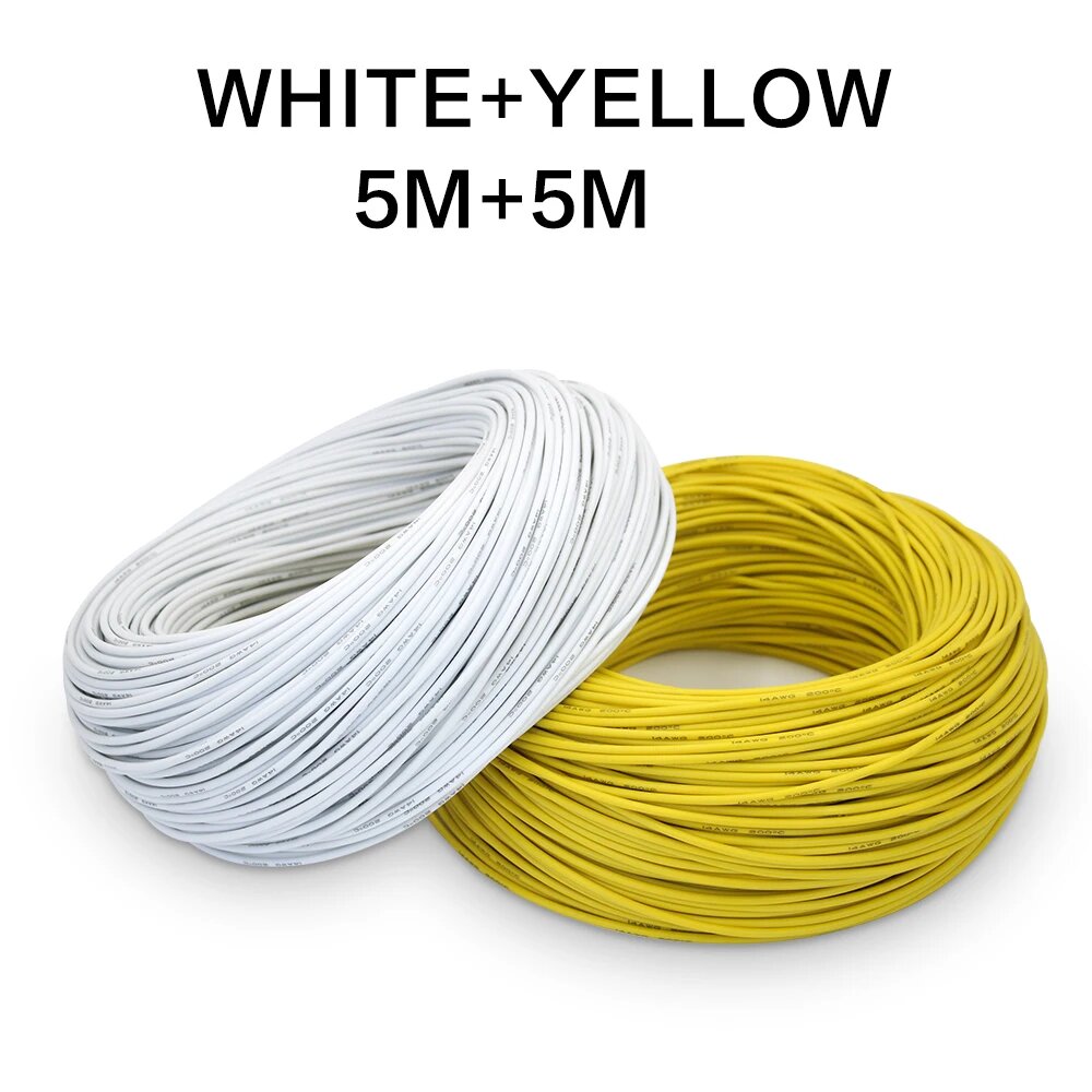 Силиконовый провод Three-phase line 12AWG-22awg 10 метров White Yellow 14 AWG 10M