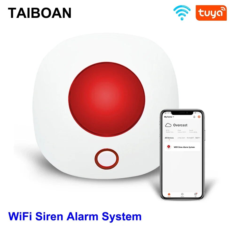 Smart Tuya Сирена ACJ 110 дБ, EU plug