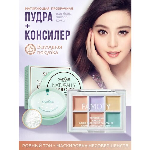 Набор консилер для лица и бесцветная минеральная пудра