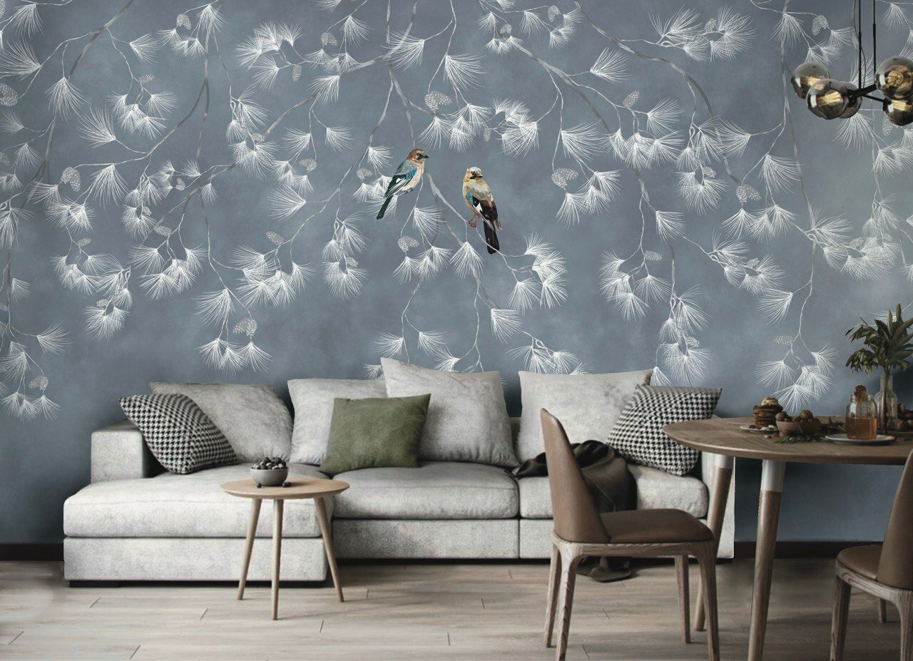 Обои бесшовные "Сойка" серый графит (ширина 2750мм х длина 4000мм)