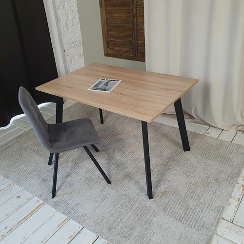 Изображение товара Компьютерный стол Ник 120*80 см. Столешница 22 мм Дуб Сонома. Черные ножки