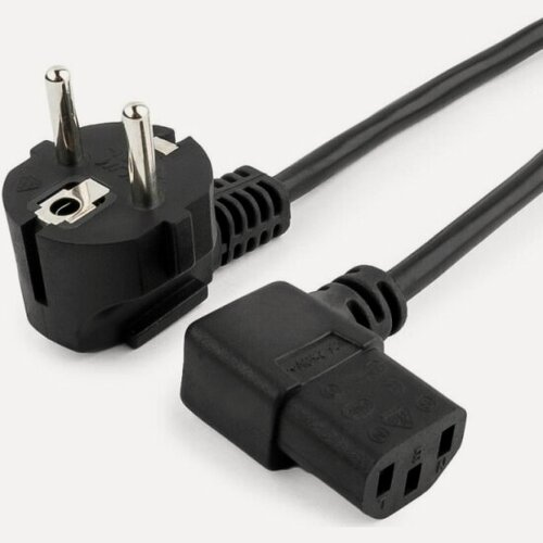 Изображение товара Кабель питания Cablexpert 1.8м, Schuko- C13, VDE,10А, черный, угловой разъем, с зазем, пакет