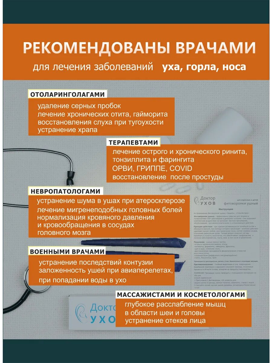 Изображение Спокойствие Фитоворонки ушные, 36шт; Свечи для чистки ушей