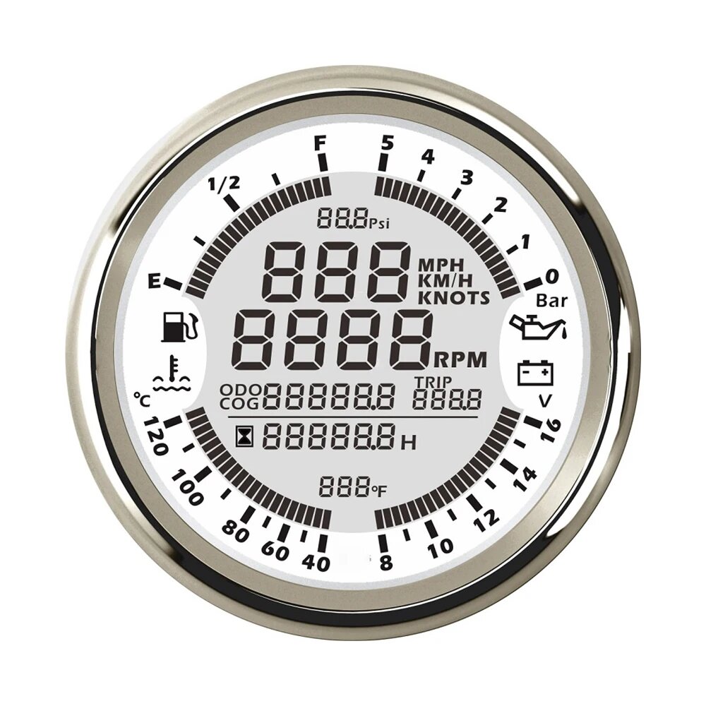 Спидометр 85 мм 12V/24V, Цвет: 12V 5bar-WS