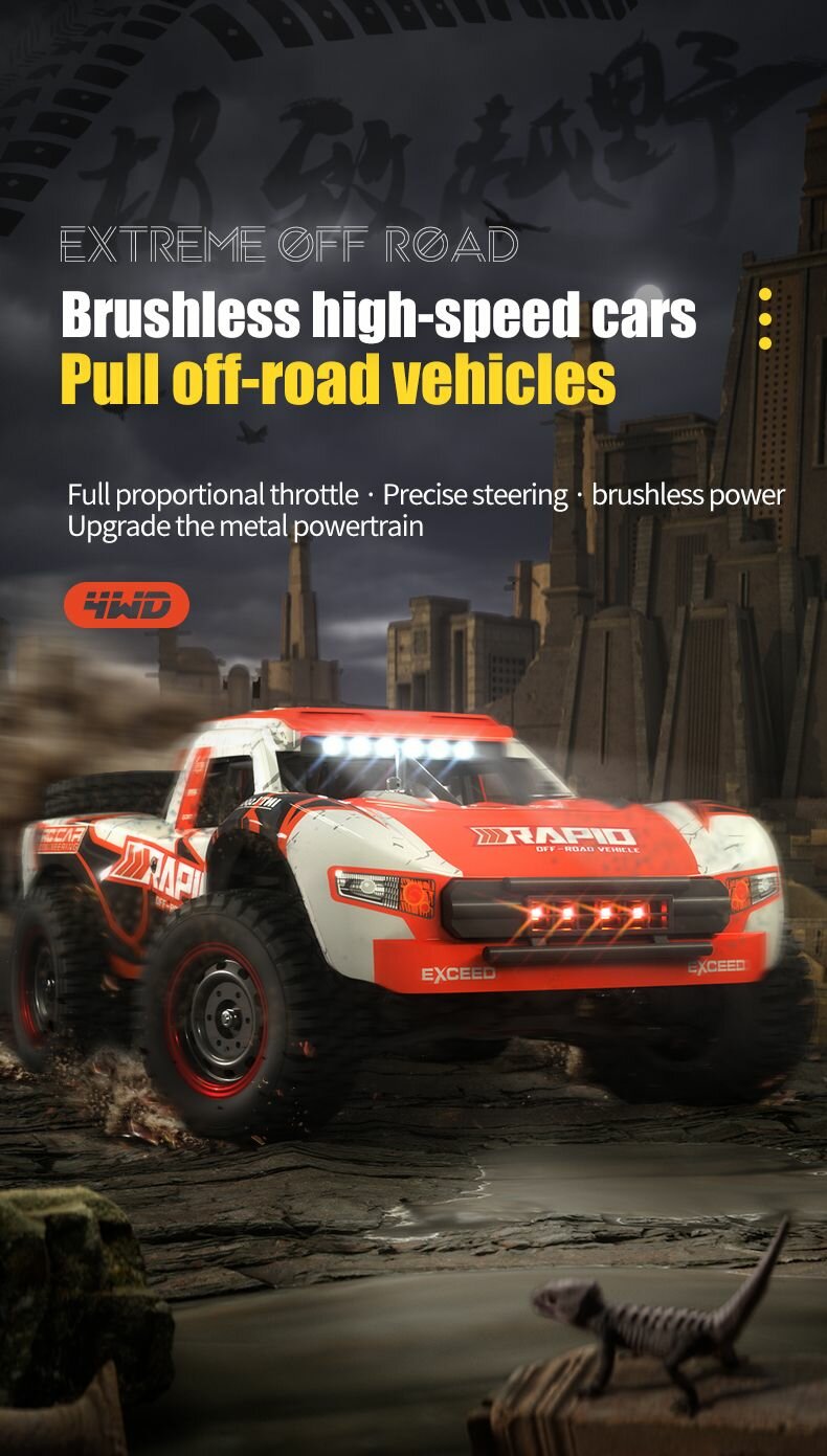 Автомобиль с дистанционным управлением JJRC Q130B RC Truck 2.4G 4WD 1:14 бесщеточный двигатель 70 км/ч Высокоскоростной автомобиль для бездорожья в пустынеz
