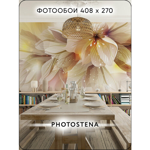 фото Фотообои 3d на стену флизелиновые встык photostena 3d цветок и кольца 4,08 x 2,7 м 11,02 м2