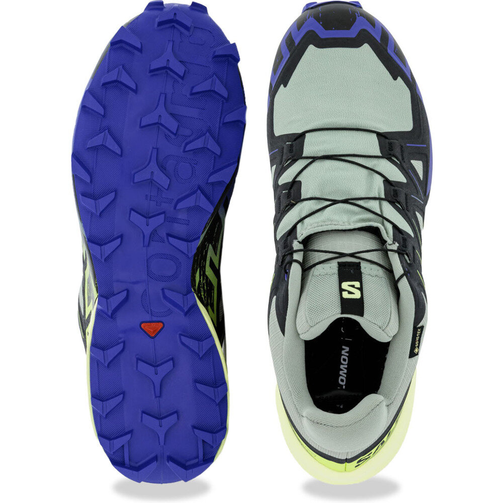 Кроссовки Salomon Speedcross 6 GTX 2025 (Wrought Iron / Clematis Blue / Sharp Green 11), размер US: 11, серый, синий, зеленый — фото 1