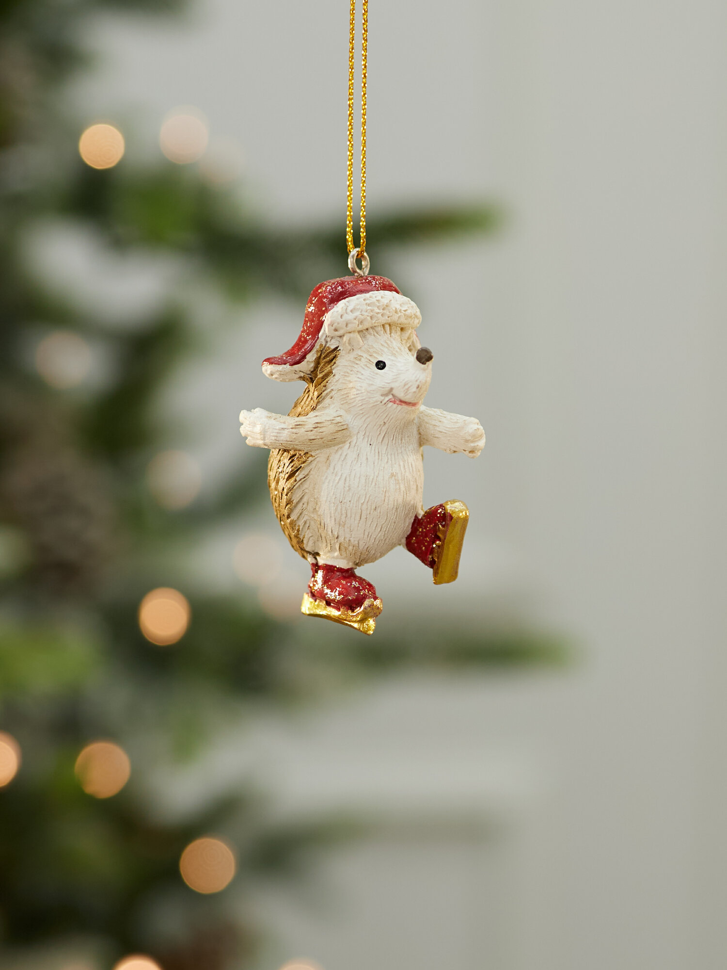 Елочная игрушка "Еж", полирезин, коричнево-золотистая, 10 см — фото 1