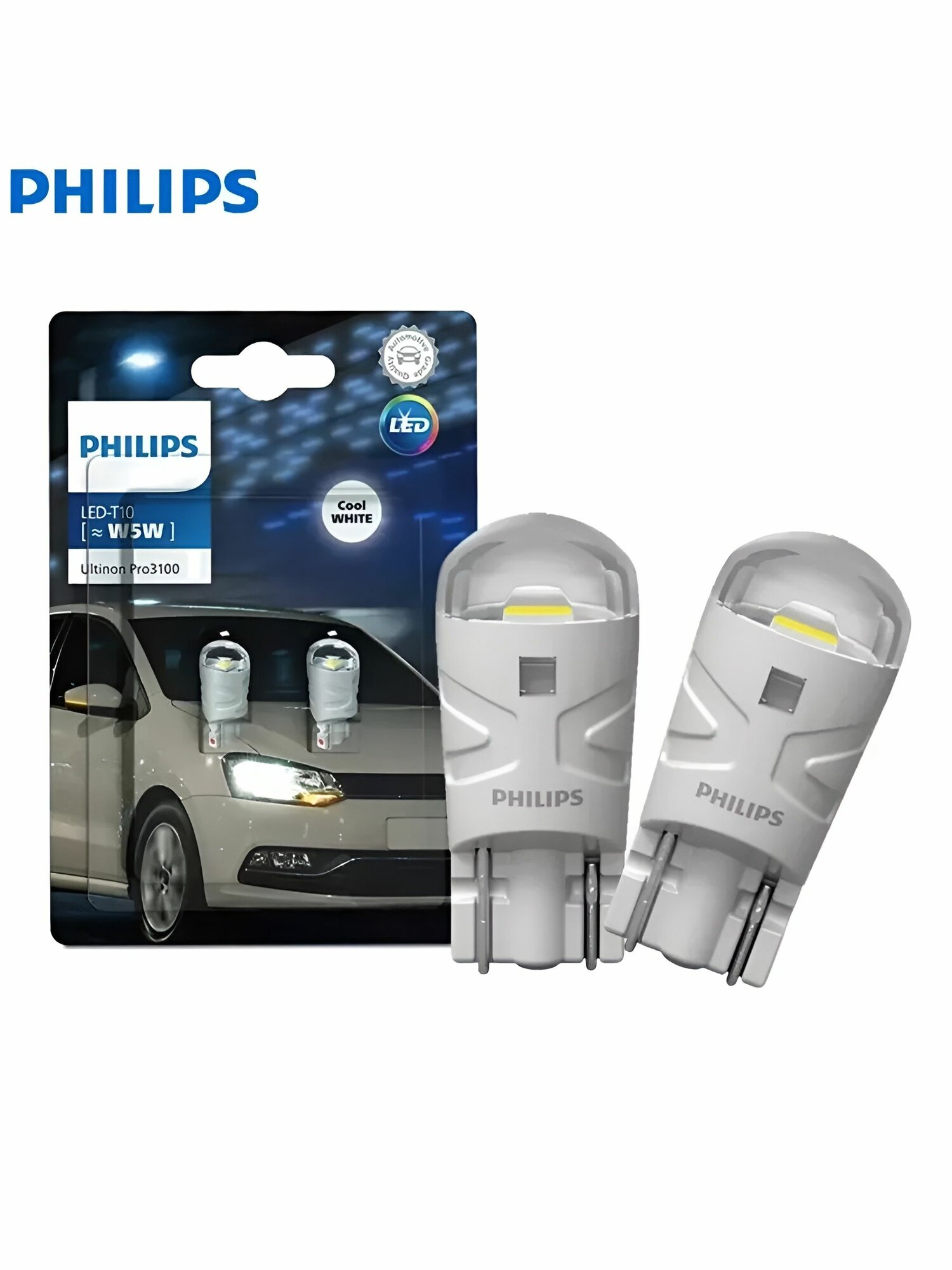 Светодиодная автомобильная лампа Philips Ultinon Pro 3100 W5W, 11961CU31B2 — фото 1