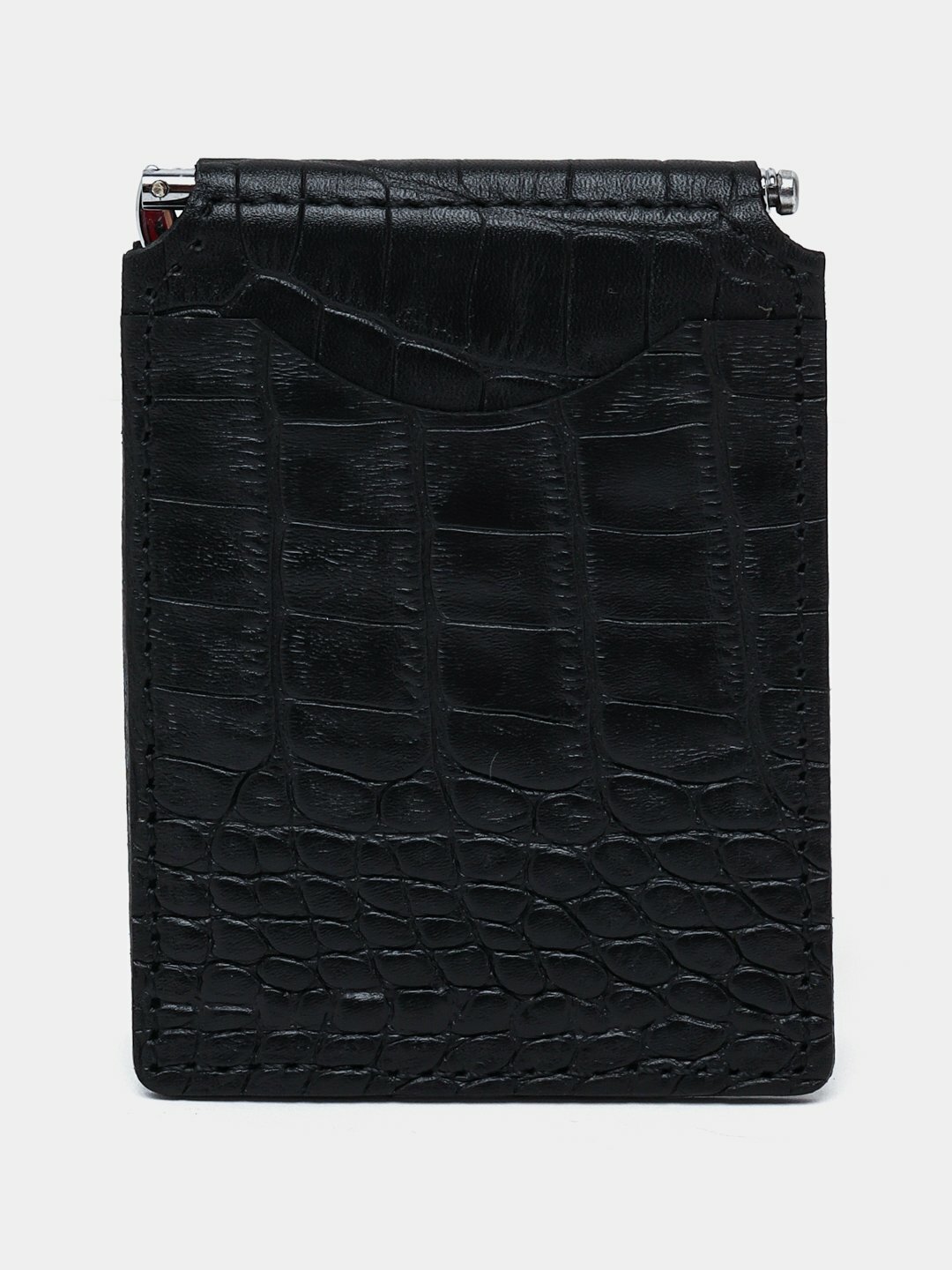 Зажим для купюр GENUINE LEATHER, фактура под рептилию, черный