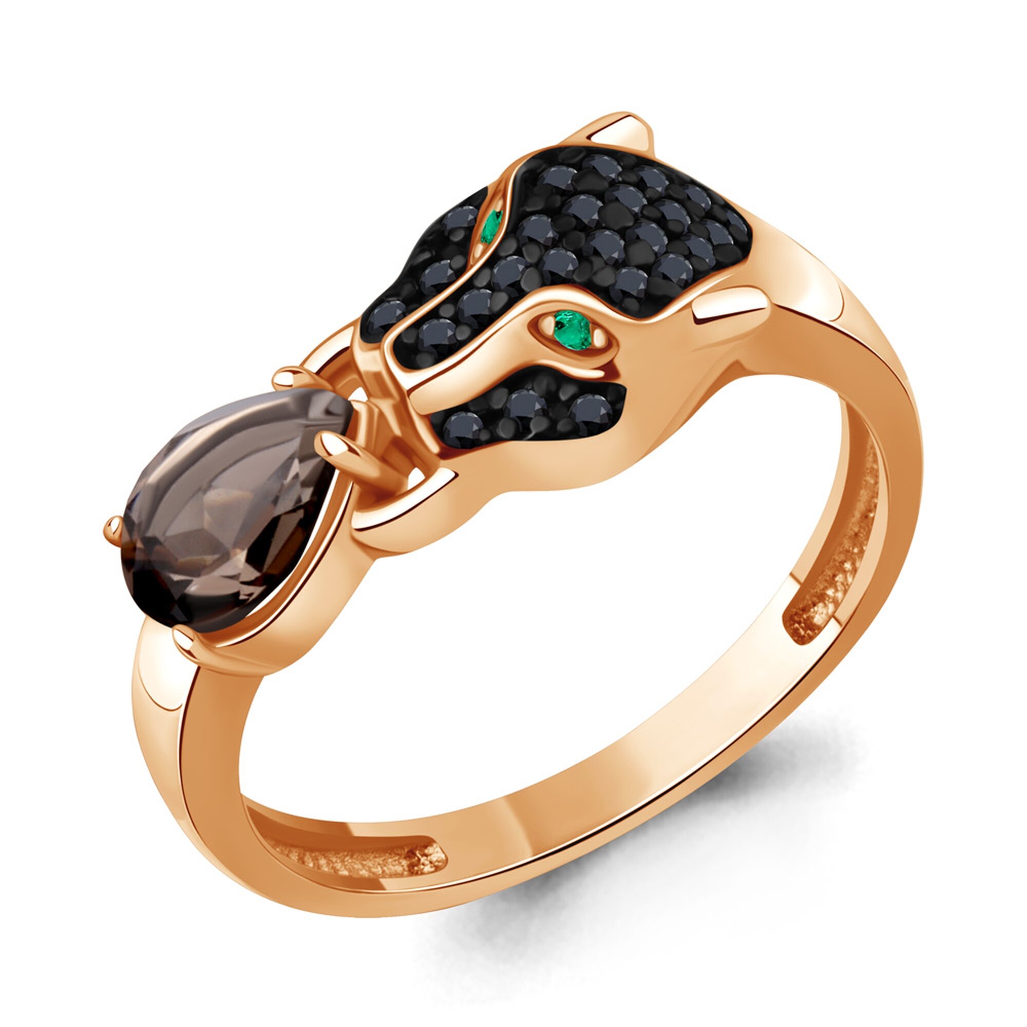 Кольцо, серебро, 925 проба, золочение, кристалл, изумруд синтетический, кварц