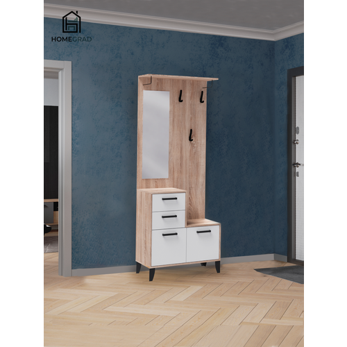 фото Прихожая vitra, вешалка с зеркалом, дуб сонома/белый homegrad