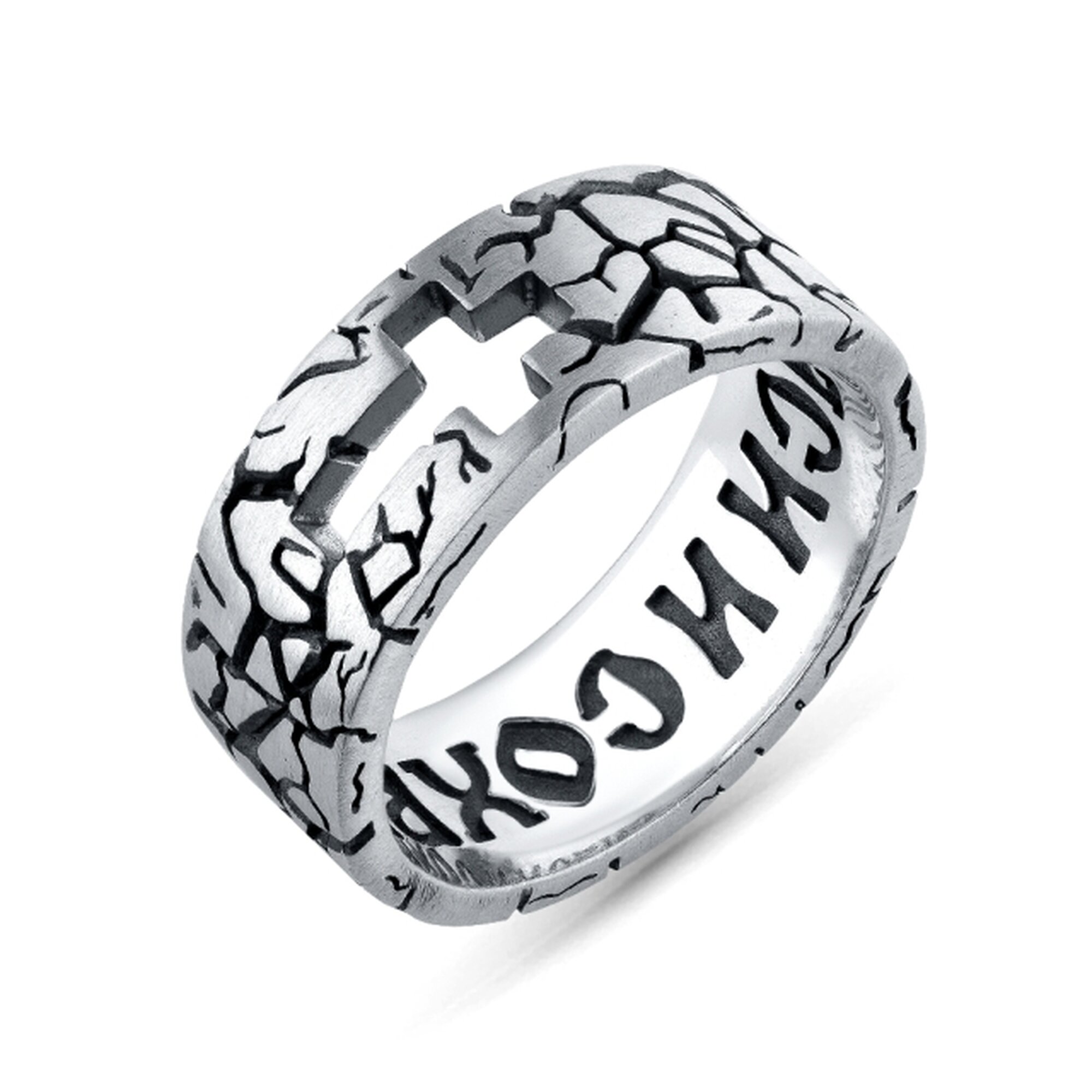 Кольцо широкое Diamant online, серебро, 925 проба, чернение, размер 20, серебристый