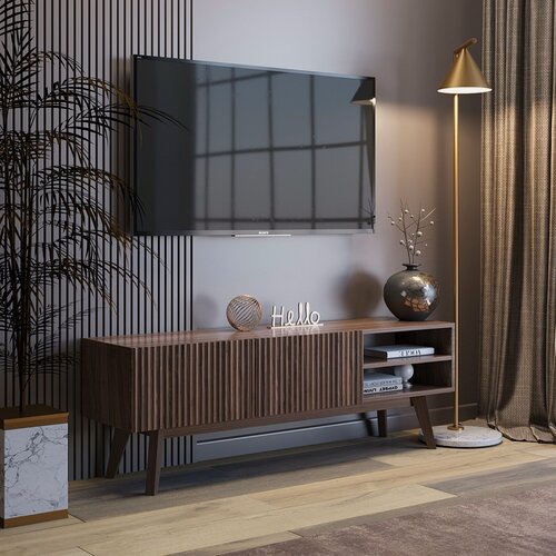 Изображение товара Тумба цифра мебель "Виктория 1380", ЛДСП, МДФ, 138х35.5х47 см, коричневая