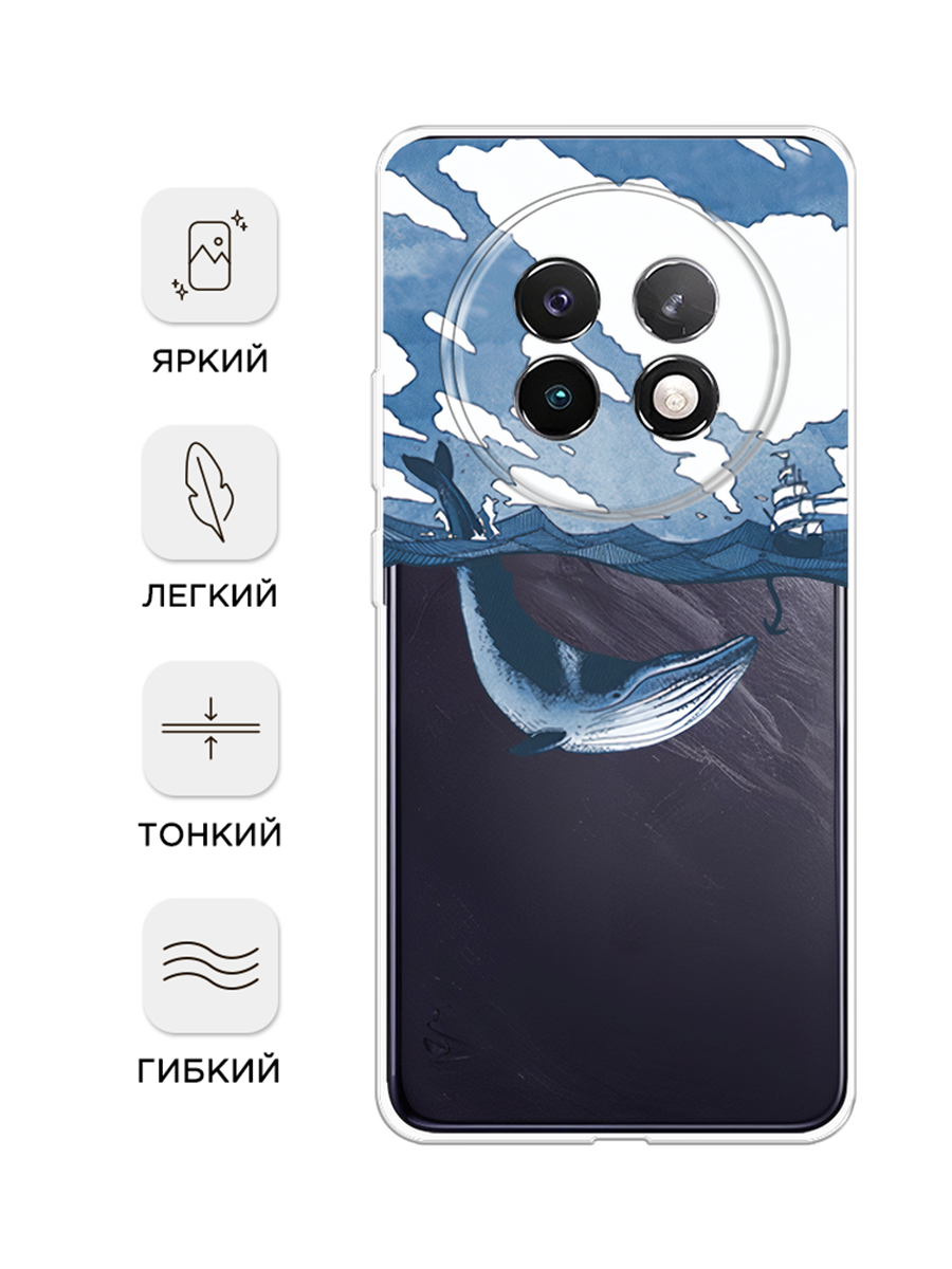 Чехол на Realme 13+ / Реалми 13+ с принтом Большой кит, прозрачный — фото 1