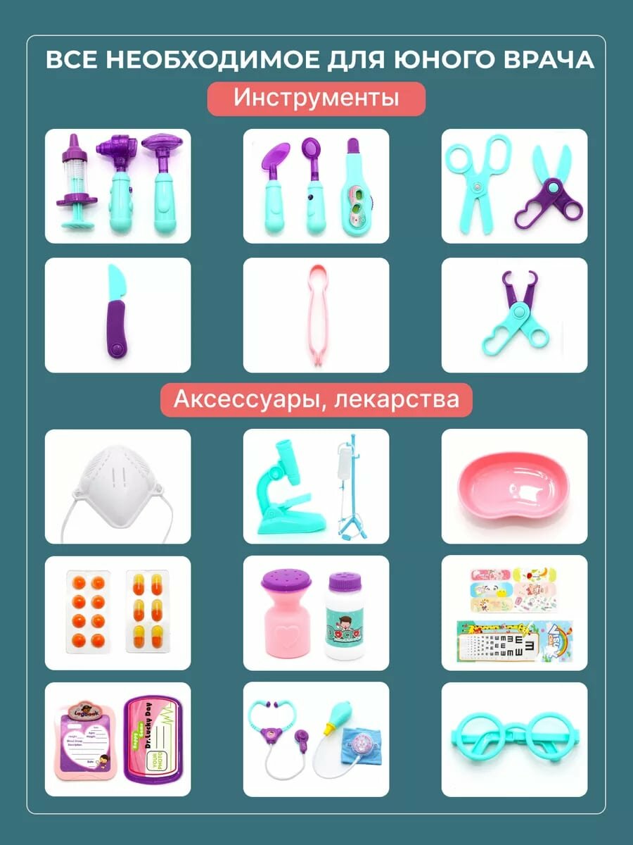 Детский игровой набор доктора TrendToys с чемоданчиком 41 предмет со светом и звуком — фото 1