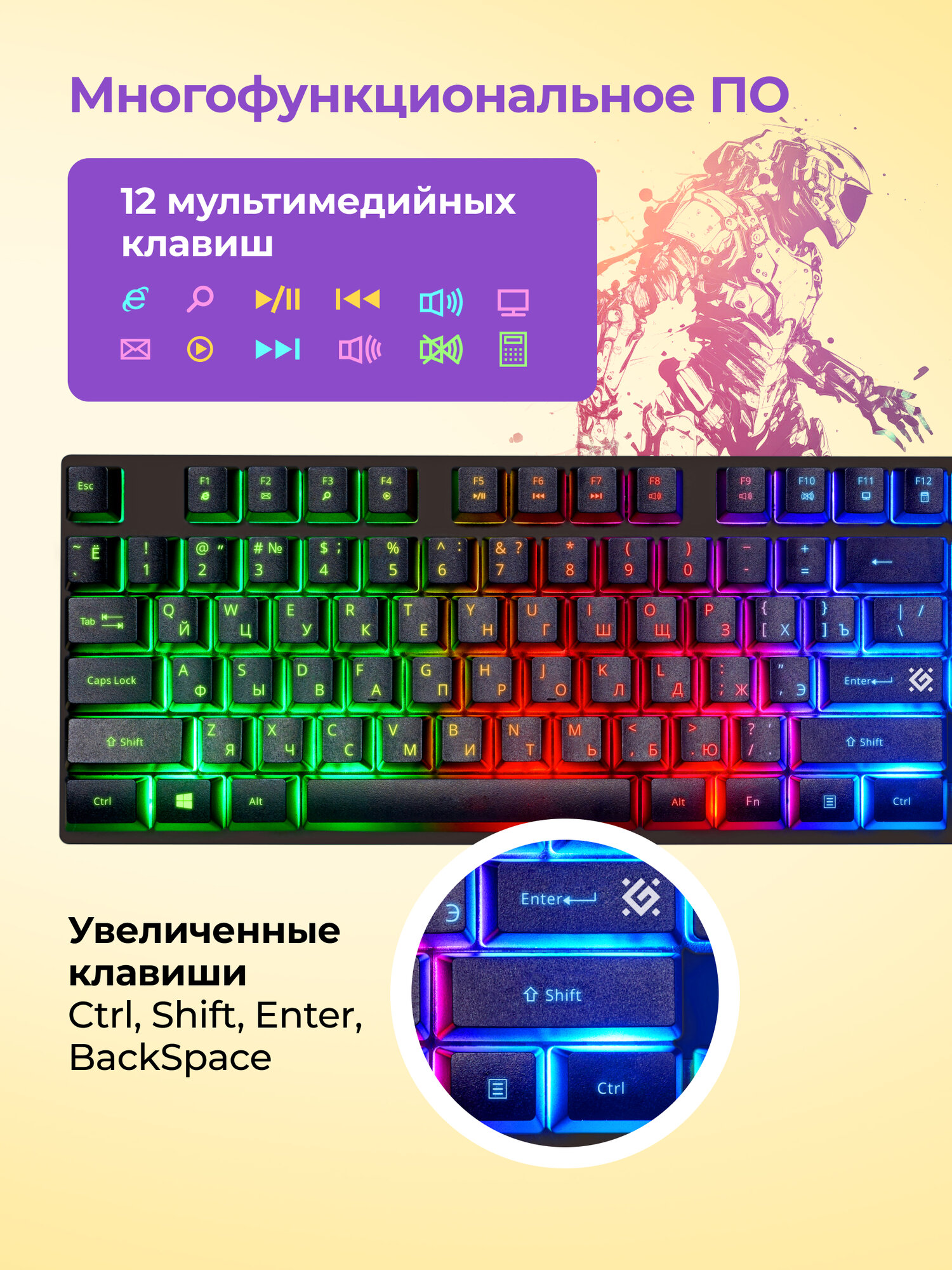 Игровой набор / комплект Defender Glion C-123 RU, Light, мышь+клавиатура — фото 1