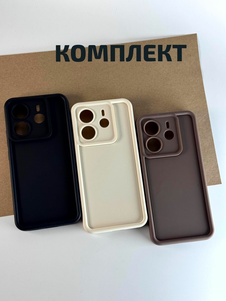 Чехол на Redmi Note 14 4G /Чехол на Редми Нот 14 противоударный, силиконовый, с защитой камеры, набор 3 шт. — фото 1
