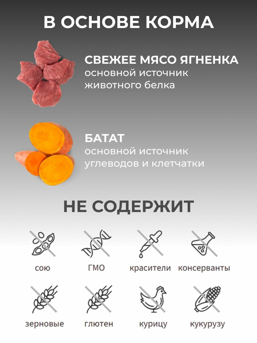 Сухой корм для кошек крупных пород Grandorf Fresh Large Ягненок Батат 2кг — фото 1