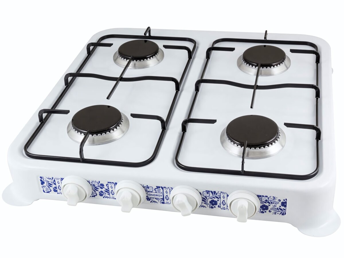 Газовая плита 4 конфорки EN-004, сталь, белая, мощность 4x3200 Вт