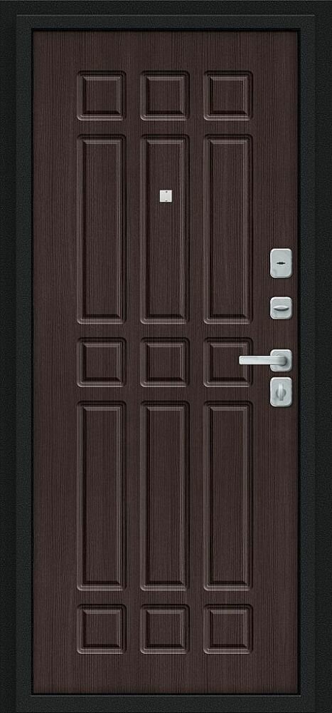 Входная Дверь Bravo Мило МФ/BChrome Букле черное/Wenge Melinga 960x2050мм Левое Открывание / Браво.