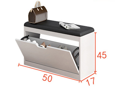 Обувница "Табурет", белая, МДФ, с мягким сиденьем, 50x17x45 см — фото 1