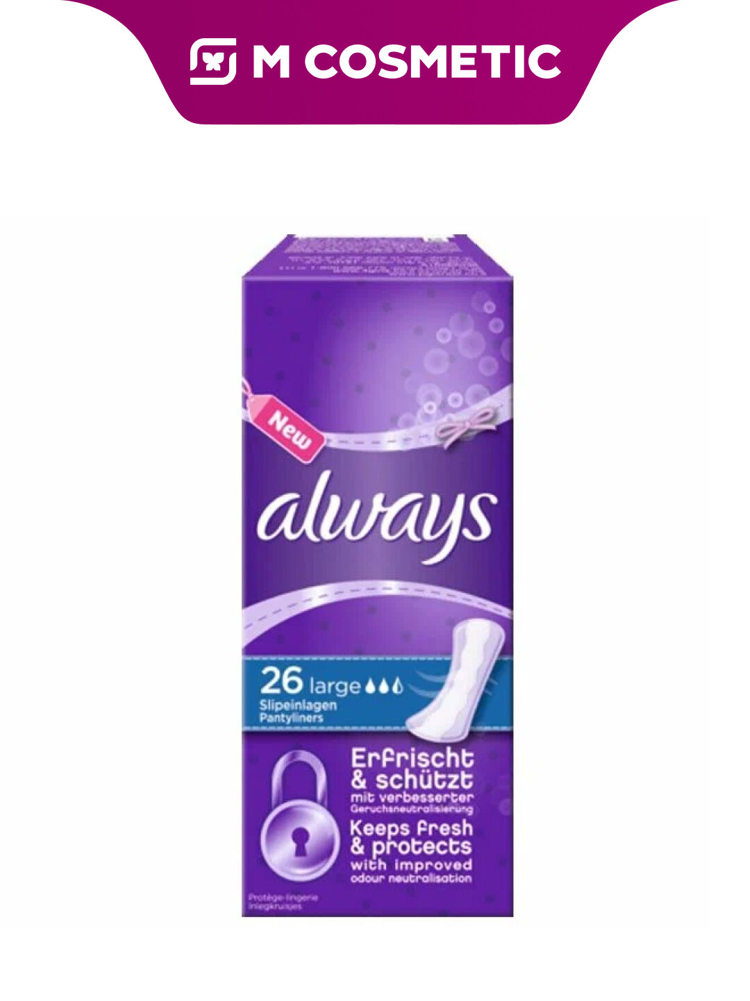 Прокладки Always, Large, ежедневные, 26 шт, без веревки, без отдушки, без красителей