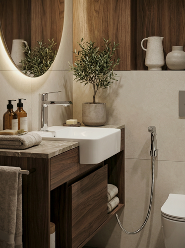 Изображение товара Смеситель для раковины с гигиеническим душем / гарантия 7 лет / коллекция Surf