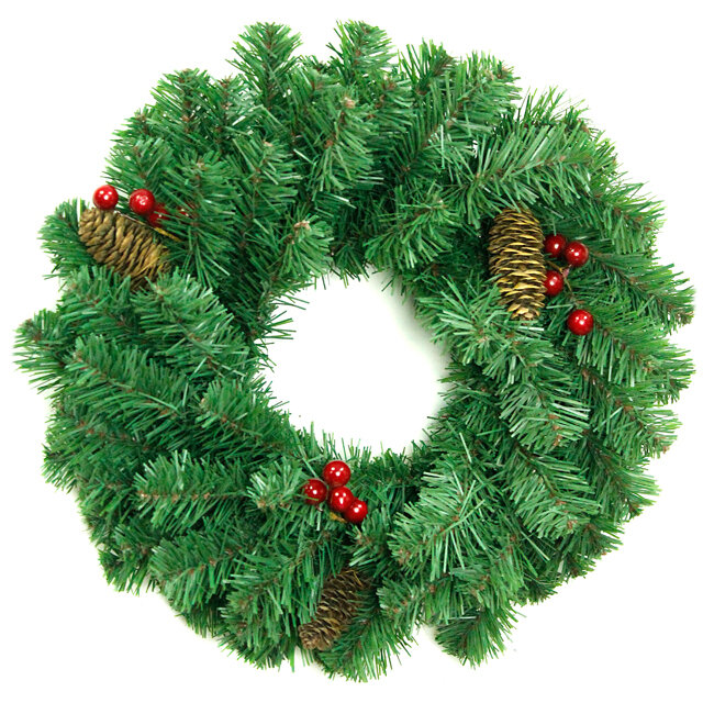 Венок Новогодний-13 с шишками и ягодами 40 см ПВХ MOROZCO ВН-13