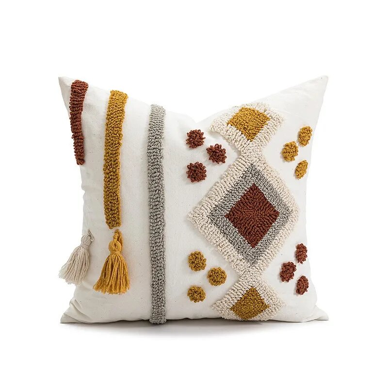 Декоративный чехол для подушки Boho, белый, 45x45 см, цвет 03