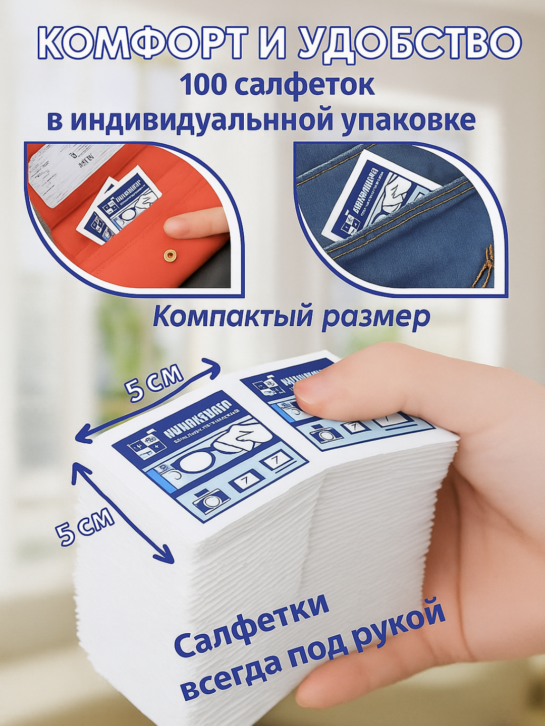 Влажные салфетки, для очков, гаджетов, с безворсовым материалом, 100 шт — фото 1