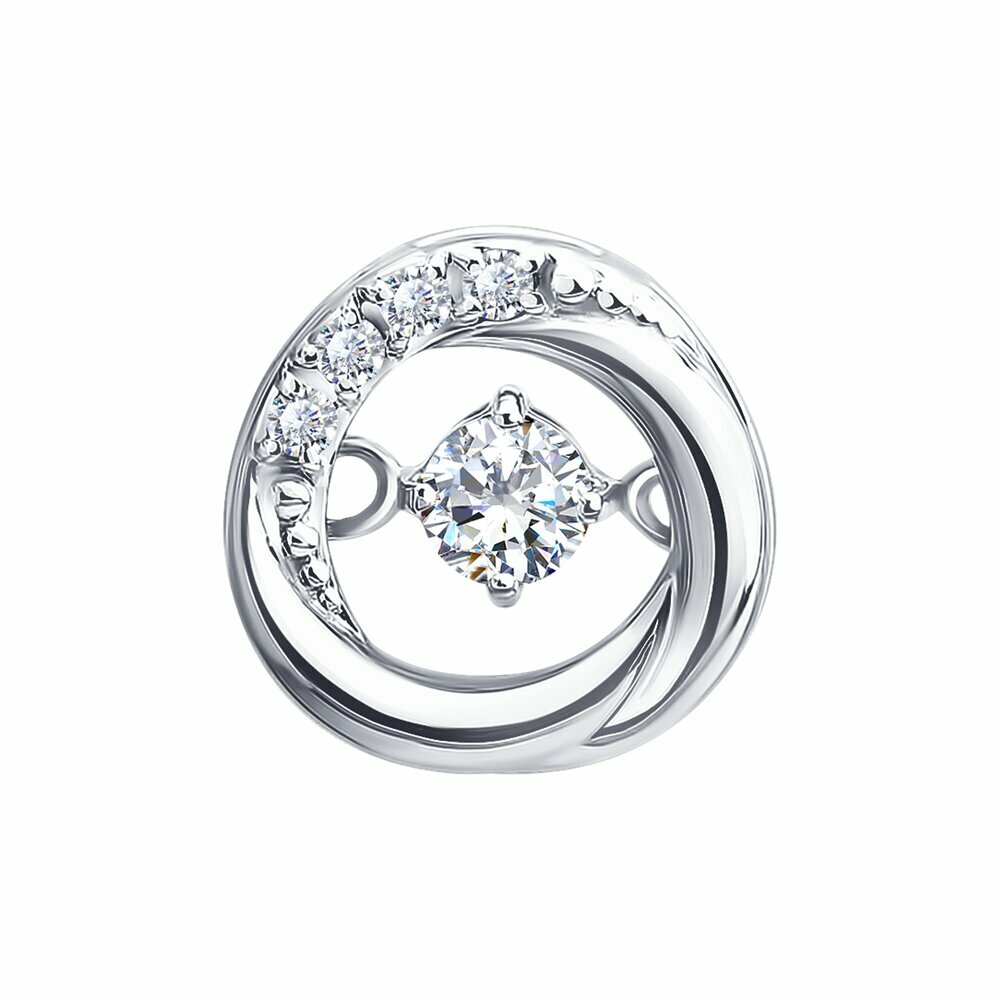 Подвеска, белое золото, 585 проба, бриллиант выращенный