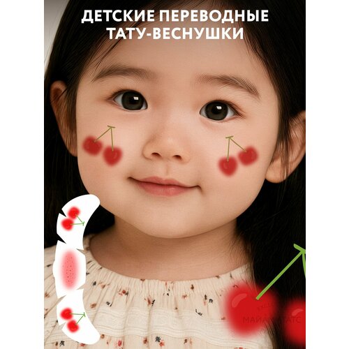 фото Miamitats переводные тату-веснушки kids lucky cherry ( вишня, ягоды )