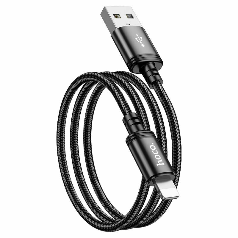 USB-кабель для подключения к IP-серверу hoco. "X89 Wind" USB-Lightning black — фото 1