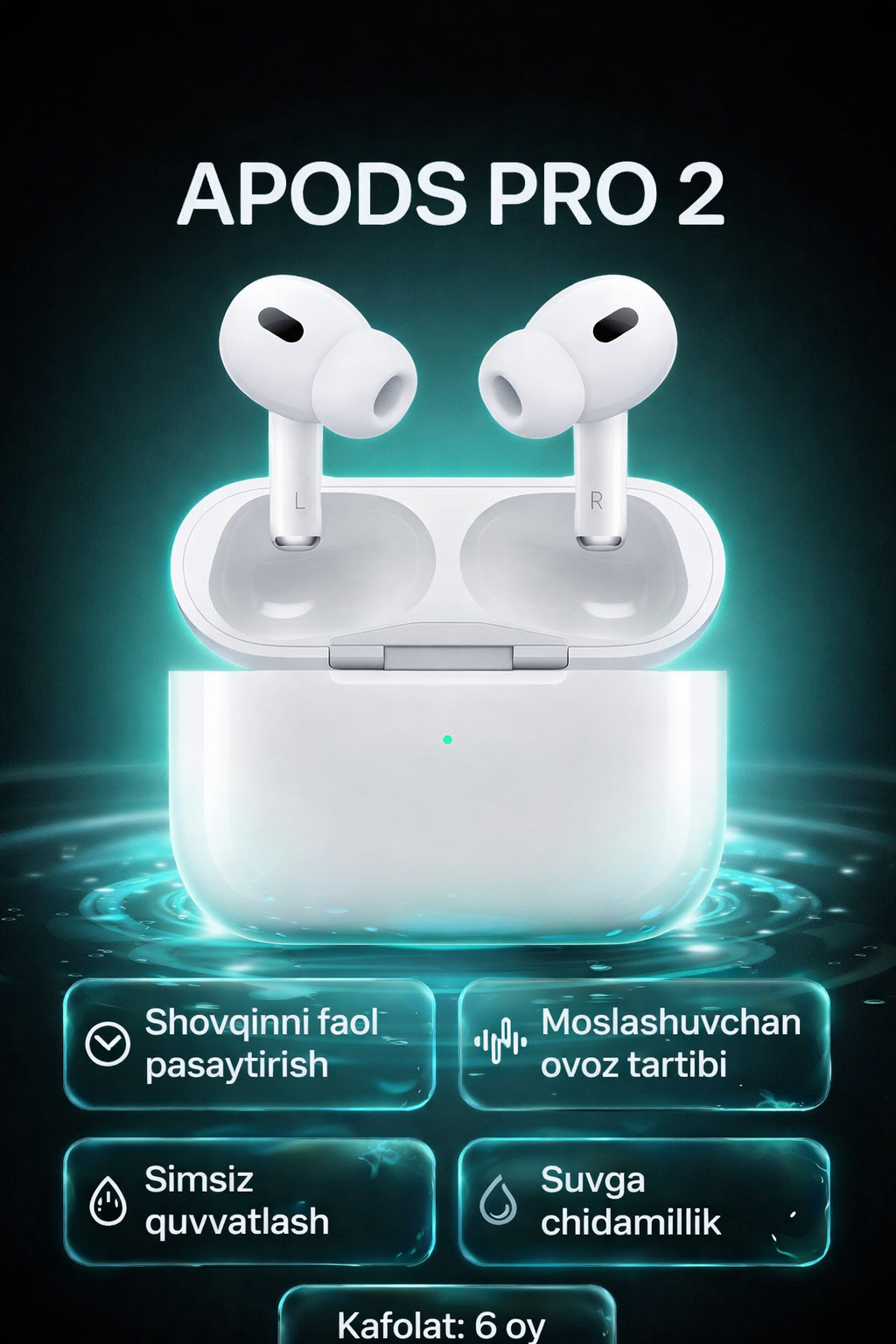 Apple AirPods Pro 2 ANC (2-го поколения) с активным шумоподавлением ANC, Bluetooth-наушники