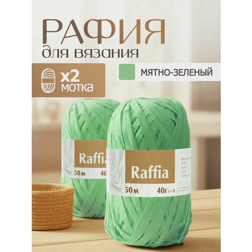 Пряжа для вязания Artland Raffia 2 мотка (50 м, 40 гр), цвет Мятно-зелёный
